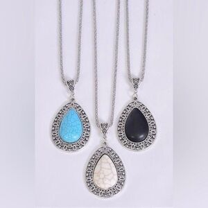Antique vintage style teardrop semi precious stone necklace